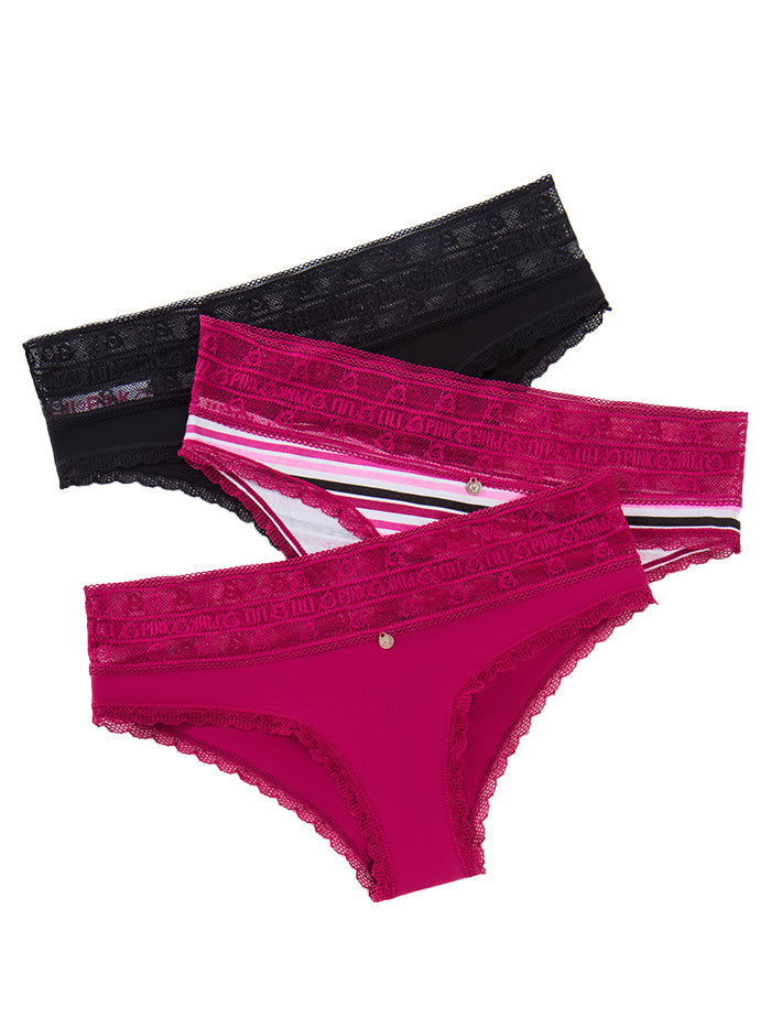 Pussy Deluxe Plaid 3-Set of Hipster Pants Donna Set Mutande
